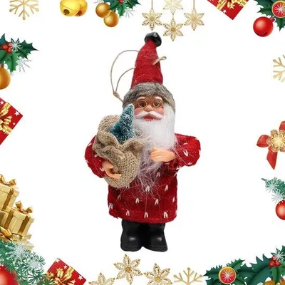Obrázok produktu pre Unyqoos® – roztomilý stojací Santa Claus v červenom plyšovom oblečení na sviatočnú výzdobu