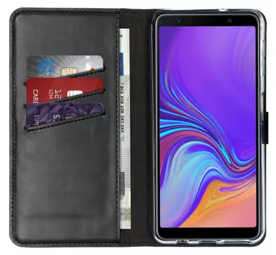 Immagine prodotto di Custodia a libro in vera pelle Selencia per Samsung Galaxy A7 (2018) - Nero