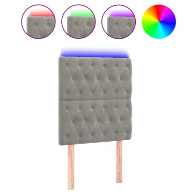 Produktbild von vidaXL LED Kopfteil Hellgrau 80x7x118/128 cm Samt