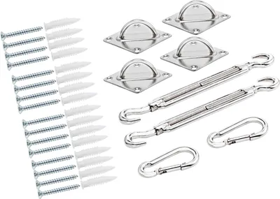 Produktbild von DETEX® Sonnensegel Befestigung 24-teilig Kit Sichtschutz Windschutz Sonnenschutz Montage Material Garten Komplettset Wandhalterung