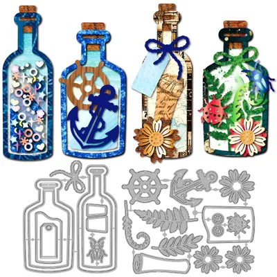 Productafbeelding van Stansjablonen, motieven van drijflaat en oceaan - Metalen stansmallen voor papiercraft, scrapbooking en kaartontwerp