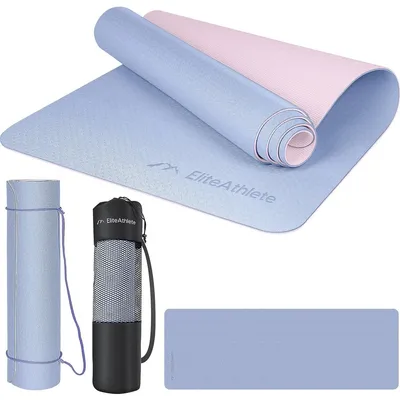 Image de Tapis de yoga - Tapis de fitness antidérapant - 183 x 61 x 0,6 cm - Avec sangle de transport et sac de transport