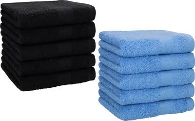 Produktbild von Betz 10 Stück Seiftücher 30x30 cm PREMIUM 100% Baumwolle  Farbe: schwarz und hellblau