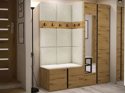 Obrázek produktu pro Stěna do předsíně s čalouněnými panely 42x42 SELAND 10 - artisan / černá / světlá béžová