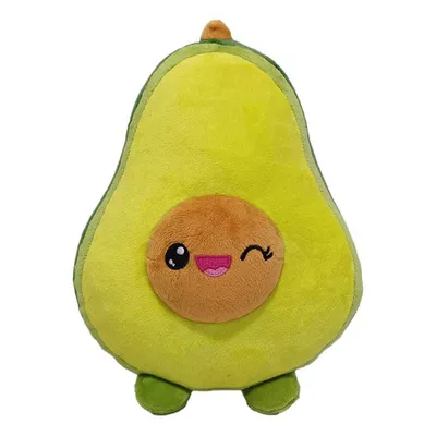 A plush toy shaped like an avocado with a cute face.