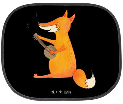Produktbild von Mr. & Mrs. Panda Sonnenschutz Auto Fuchs Gitarre - Schwarz - Geschenk, für Autoscheiben, blendschutz, Füchse, Optimistisch, Musik, Hitzeschutz, Sänger, Singen, Fenster
