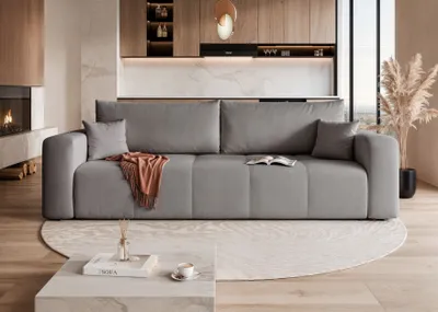 Produktbild von Idohome Sofa 3-Sitzer Schlafsofa Freistehend & Modern mit Schlaffunktion & Stauraum, Velours Couch Wohnlandschaft in Farbe Grau Manila 16- PEDRO