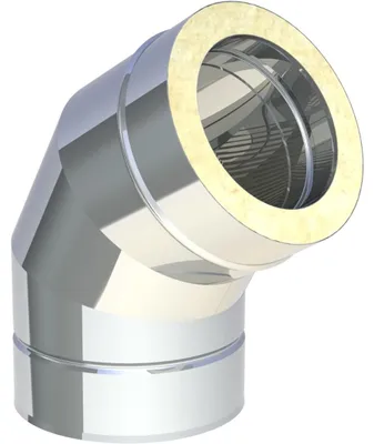 Produktbild von Jeremias DW-FU Edelstahl Abgas Winkel 500mm 60 Grad doppelwandig  für Öl Gas Festbrennstofffeuerstätten