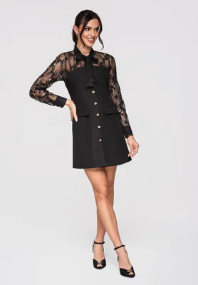 Produktbild von LARICA Kleid Spitze Langarm Mini A-Linie Elegant LA-OM-DLR304 black M