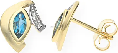 Produktbild von JuwelmaLux Ohrstecker in 333 Gold mit echtem Blautopas und Zirkonia JL20-06-0499
