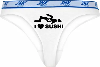Produktbild von Damen Thong Slip - Boxer-0035-woman-white-v-XS - weiß - XS - vorn - I love liebe Sushi - lustiges Motiv - Spruch - Unterwäsche - Unterhose - Freizeit - lustig