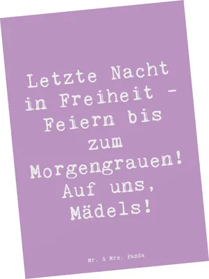 Produktbild von Mr. & Mrs. Panda Postkarte Spruch Junggesellinnenabschied Feiern - Lavendeltraum - Geschenk, liebevoll, Heiraten, bildkarte, Junggesellinnenfeier, Heirat, Geschenke, Spaß