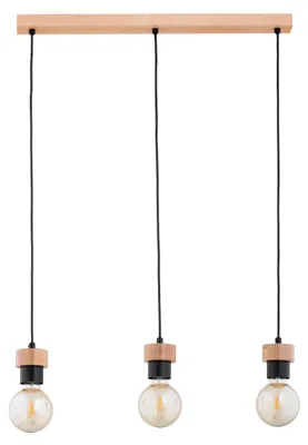 Immagine prodotto di Lampada a sospensione ZELIA in legno chiaro e nero, 3xE27x15W, legno, dimensioni: 85x63x7 cm, IP20, Alfa