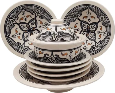 Image de Service à couscous assiettes Tebsi Marocain noir - 6 pers