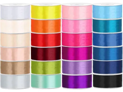 Produktbild von 24 verschiedne Farben Satin Geschenkband 25m lang 25mm breit bunt