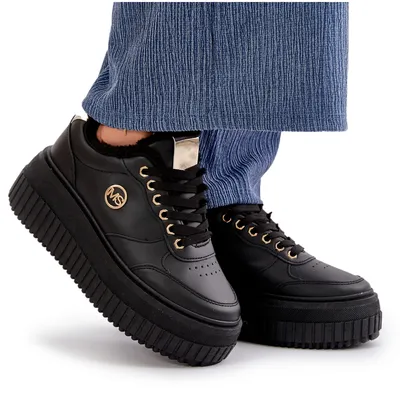 Zdjęcie produktu dla Sneakersy Buty Sportowe Damskie Ocieplane Na Masywnej Podeszwie Czarne Ardiela 38