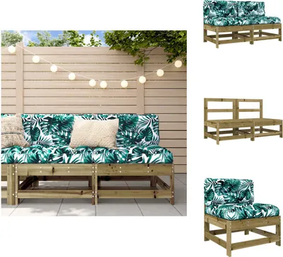 Produktbild von vidaXL Mittelsofas mit Kissen 2 Stk. Kiefernholz Imprägniert -  Gartensofaelemente