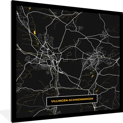 Produktbild von MuchoWow® Gerahmtes Poster Deutschland - Schwarz und Gold - Villingen Schwenningen - Stadtplan - Karte 40x40 cm - Poster mit Schwarzem Bilderrahmen Wandposter Rahmen Foto Bilder - Mit Rahmen - Wanddekoration Schlafzimmer