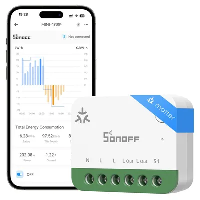 Produktbild von SONOFF MINI-1GSP Matter WLAN-Smart-Schalter mit Energieverbrauchsmessung
