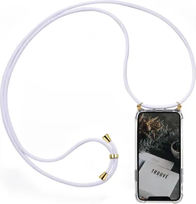 Immagine prodotto di Catena portacellulare bianca + custodia per Apple iPhone 11 Custodia protettiva con cinghia di trasporto Custodia con cavo da appendere al collo