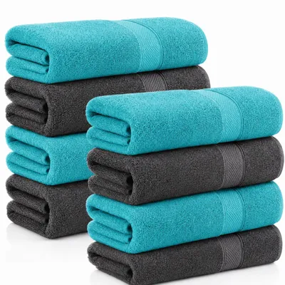 Produktbild von Komfortec 8er Handtücher 50x100 cm Set aus 100% Baumwolle, Frottee, Weich, Anthr