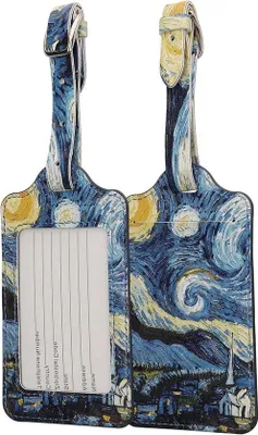 Image de Étiquettes pour valises en similicuir, noires, 11 x 7 cm, lot de 2