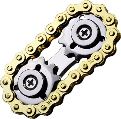 Obrázok produktu pre Cogwheel fidget spinner - dizajn reťaze bicykla, zlatá farba, kov - antistresová hračka pre dospelých a do kancelárie