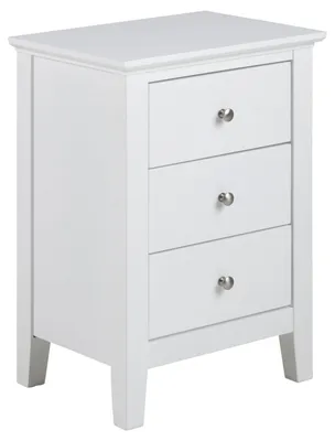 Image de Linnea table de nuit 3 tiroirs blanches.