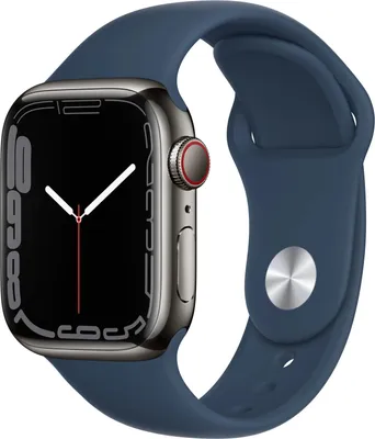 Produktbild von Apple Watch S7 Edelstahl 41mm Cellular Graphite Sportarmband abyssblau 41mm Edelstahlgehäuse Graphite, Sportarmband abyssblau