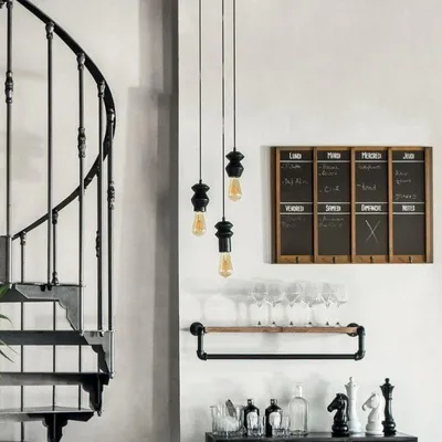 Image de Suspension 3 Lampes en Métal et Pin 25x95cm