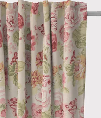 Produktbild von SCHÖNER LEBEN. Vorhang Blumen Rosen beige grün rot 245cm Aufhängung Smok-Schlaufenband