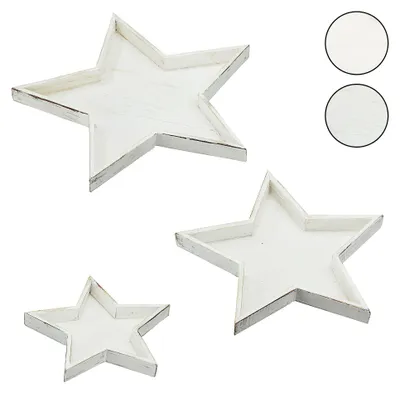 Produktbild von 3er Set „Stern“ Dekoteller in 3 Größen creme antik Adventsteller Weihnachtstelle