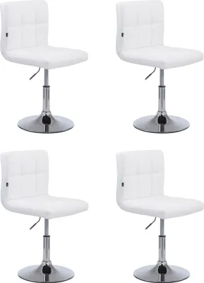 Immagine prodotto di Set di 4 poltrone "Palma V2" rivestite in ecopelle. Le poltrone sono regolabili in altezza e girevoli. Colore: bianco