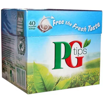Produktbild von schwarzer Tee PG Tips 40 Beutel englischer Schwarztee Pyramid® Teebeutel