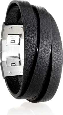 Produktbild von Karisma Herren Leder Armband Schwarz - mit Ledersträngen Breite 20mm - Edelstahl Verschluss SB9265BK - 21.0 Zentimeter
