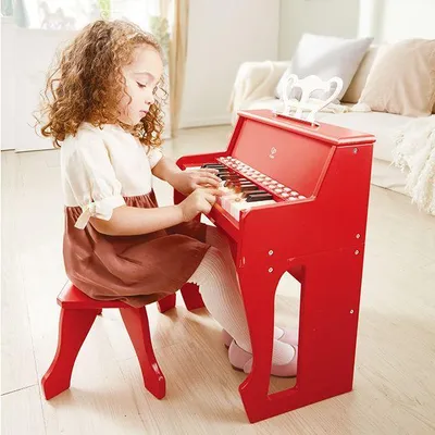 Image de Hape Piano jouet rouge avec lumières et tabouret - Apprendre la musique