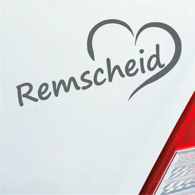 Produktbild von Auto Aufkleber Remscheid Herz Stadt City Love Liebe 16,5x8 cm Grau Sticker Heckscheibenaufkleber