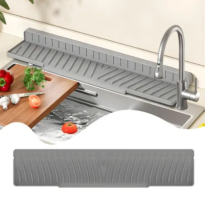 Silikon-Ablaufmatte für Spüle, 58x12 cm, grau