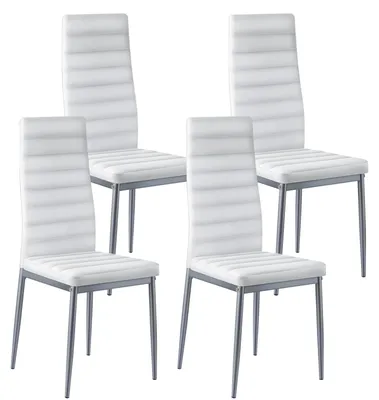 Esszimmerstühle 4er-Set, weiß, 465x405x970 mm, Lederoptik, Metallbeine, 136 kg