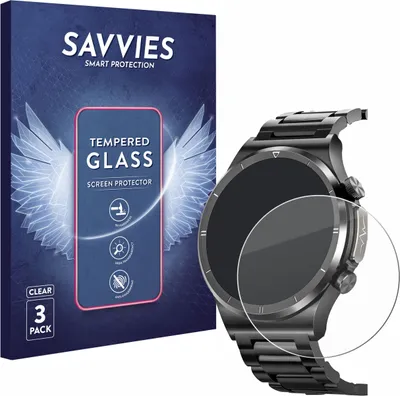 Produktbild von 3x Savvies Schutzglas für Banlvs Smartwatch 1.39" Displayschutz 9H Glas klar transparent