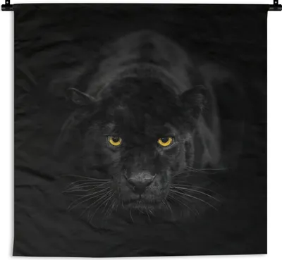 Produktbild von MuchoWow® Wandteppich Wandbehang Panther - Schwarz - Gelb 150x150 cm Tapisserie Dekoration Wandtuch - Wohnaccessoires - Modernes