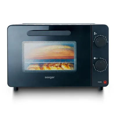 Image de Mini-four Seeger 10 litres, mini-four électrique avec minuterie et réglage de la température de 90 à 230 °C, sans PFAS, noir, SGR1900BK