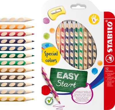 Produktbild von STABILO EASYcolors, Blauviolett, Braun, Karmin, Smaragdgrün, Gold, Grün, Grau, Navy, Ocker, Silber, Weiß, Gelbgrün, 12 Stück(e)