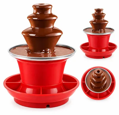 Produktbild von schokofondue, Schokobrunnen 3 Etagen, Elektrischer Schokoladenbrunnen 500 ml, Fondue Brunnen für Schokolade, Käse und Saucen, Abnehmbar