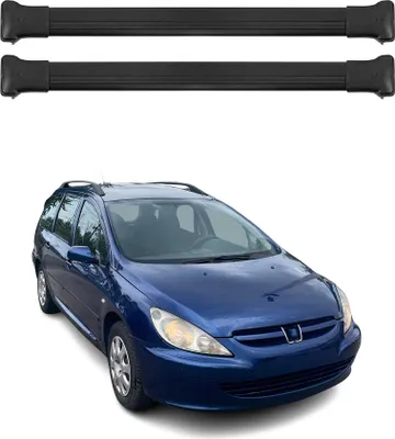 Image de Barres de Toit transversales pour Peugeot 307 Break 2002-2008 Aluminium Noir 2x