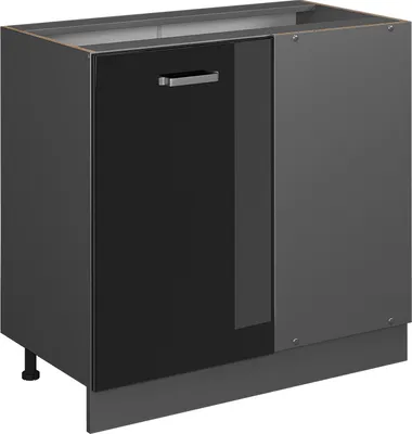 Produktbild von Eckunterschrank Vicco R-Line Schwarz Hochglanz 86 cm ohne Arbeitsplatte, Model 41180