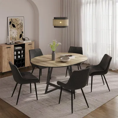 Zdjęcie produktu dla Stół jadalny Vicco Loyd Rustykalny dąb/czarny 120 x 120 cm rozszerzalny, Model 56517
