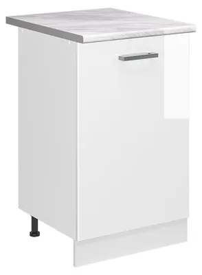 Zdjęcie produktu dla Szafki kuchenne Vicco R-Line Biały wysoki połysk/Biały 50 cm blat roboczy Marmur, Model 70177