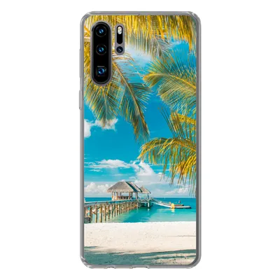 Produktbild von MuchoWow® Handyhülle Schutzhülle Hülle für Huawei P30 Pro Strand - Palme - Meer Silikon Softcase Handy Hülle - Schutzdeckel