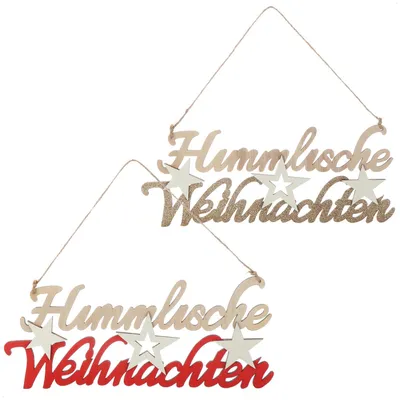 2er-Set Holz-Weihnachtsanhänger mit Aufschrift, 30x11 cm
